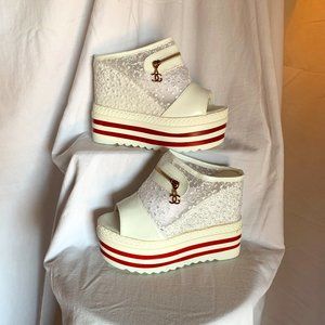 White Flatform High heels